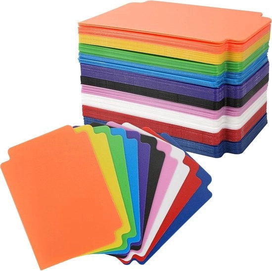 Set di Divisori di Carta - 100 pezzi, 10 colori - Dimensioni Standard Carte di Separazione in Plastica per Giochi, Box di Magazzino per Sport, Faldini