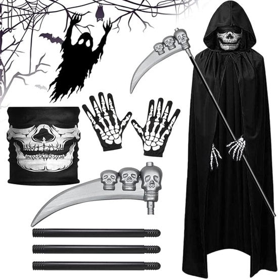 Set di Halloween - Abito da Halloween - Maschera da scheletro e mantella - Festa di carnevale