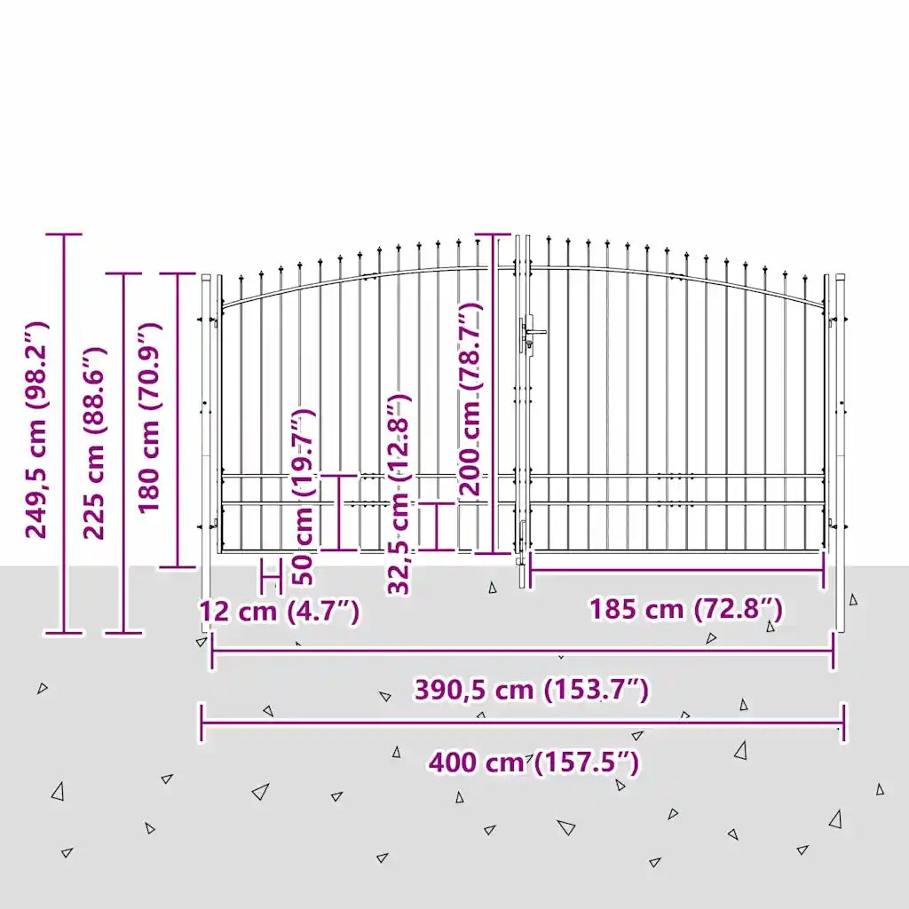Cancello Doppio Woerden Grigio 400 x 249,5 cm Acciaio 42008859
