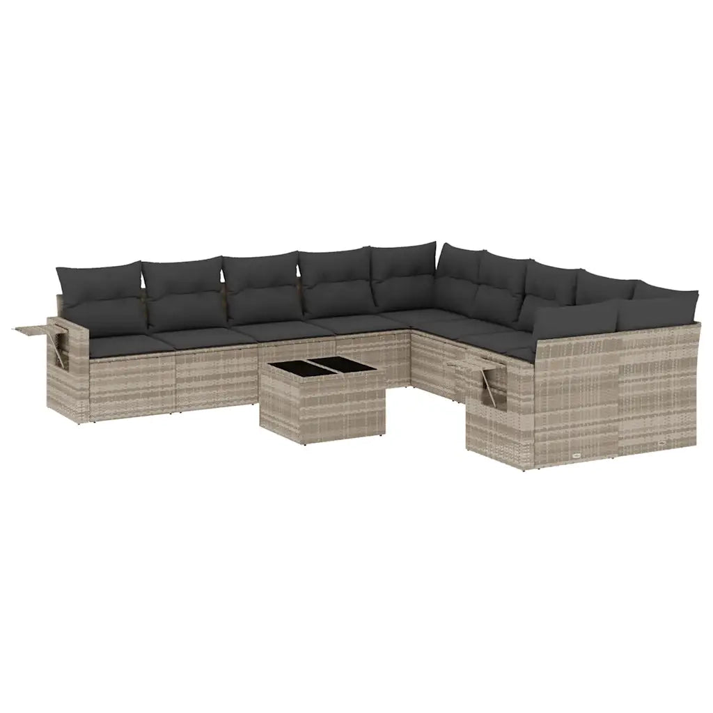 Set Divani da Giardino 11 pz con Cuscini in Polyrattan Grigio