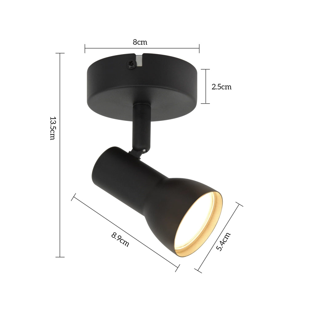 ZMH Faretto da soffitto GU10 nero Faretto in metallo orientabile a 350° Design moderno (senza lampadina)