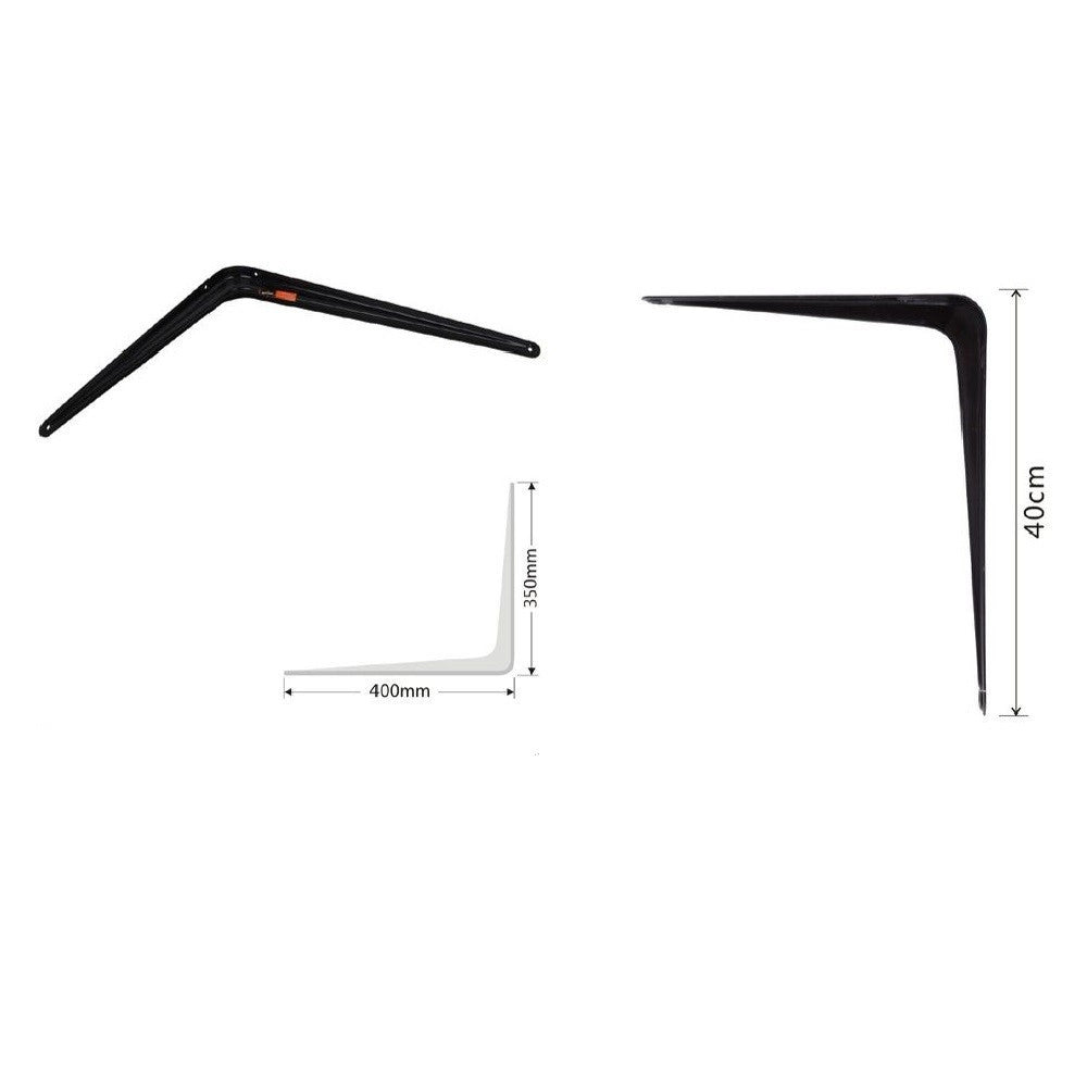 Trade Shop - Set 2 Pz Reggimensola Supporto Staffa Triangolo Mensola Metallo 40 Cm Nero 91275 -