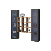 Mobile Espositore Felice, Vetrina 14 Ripiani Made in Italy, 30x40x180h cm Nero Antracite
