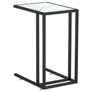 Tavolino | Tavolo laterale per Computer Marmo Bianco 50x35x65 cm Vetro Temperato