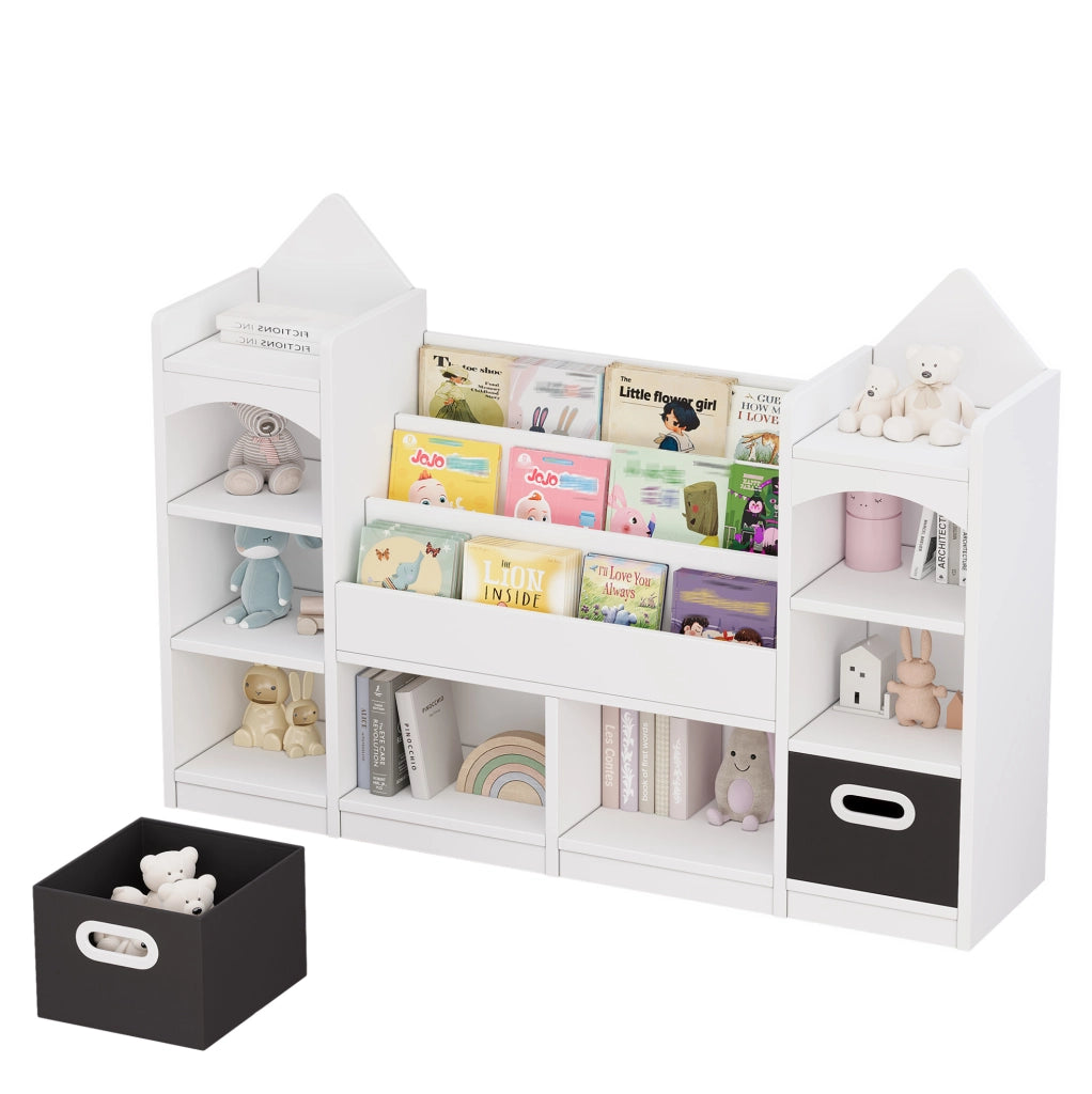 Libreria per bambini con 2 contenitori pieghevoli