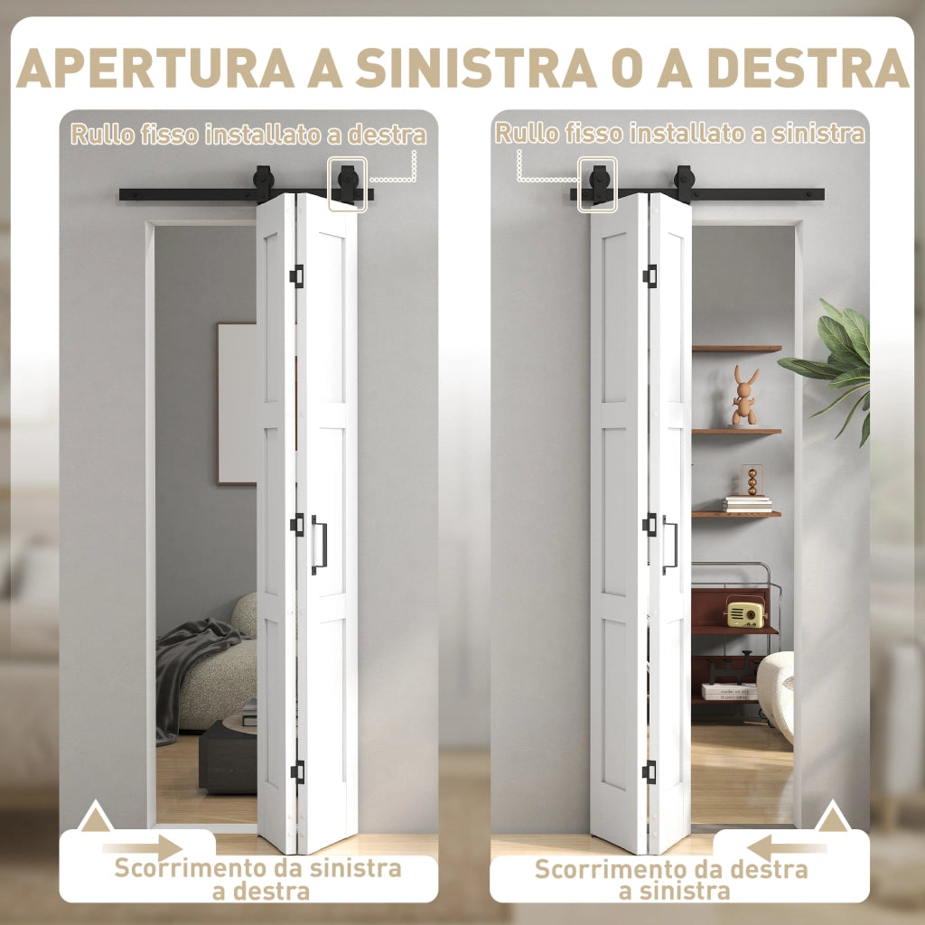 Porta 71x213cm, Stile Rustico, Kit Montaggio, Maniglia, Bianco Effetto Legno.