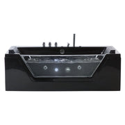 Massaggio Punti Bagno Nero Argento con LED Sanitario Acrilico e Vetro Singolo 150 x 71 cm