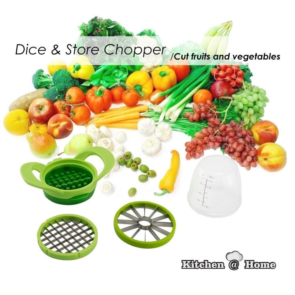 Trade Shop - Affetta Verdure Chopper Trita Sminuzza Frutta Con Recipiente In Vetro Slice Dice -