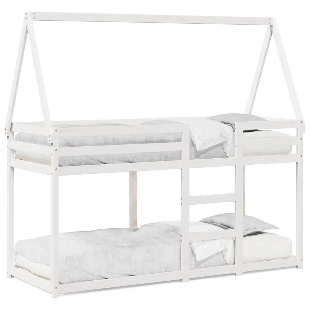 Letto a Castello con Tetto Bianco 90x200 cm in Legno di Pino 3282077