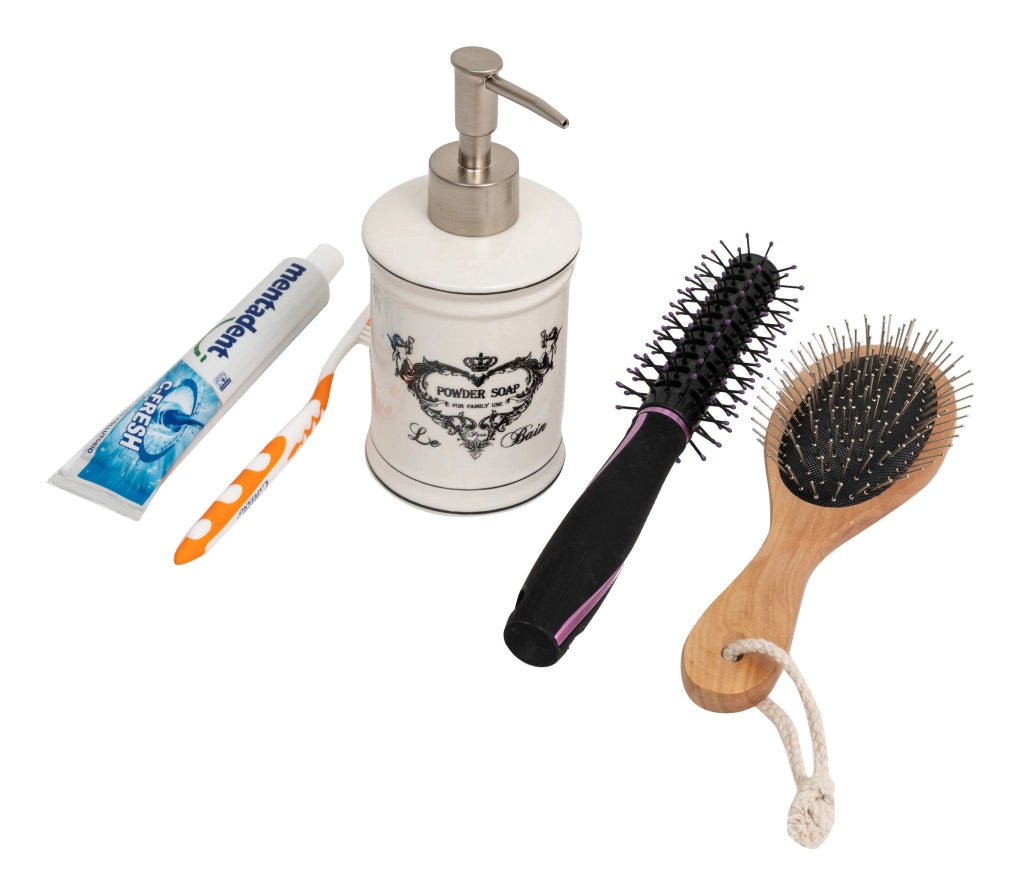 Biscottini Dispenser sapone liquido in porcellana bianca decorata "Powder Soap" L8,5xPR8,5xH18 cm