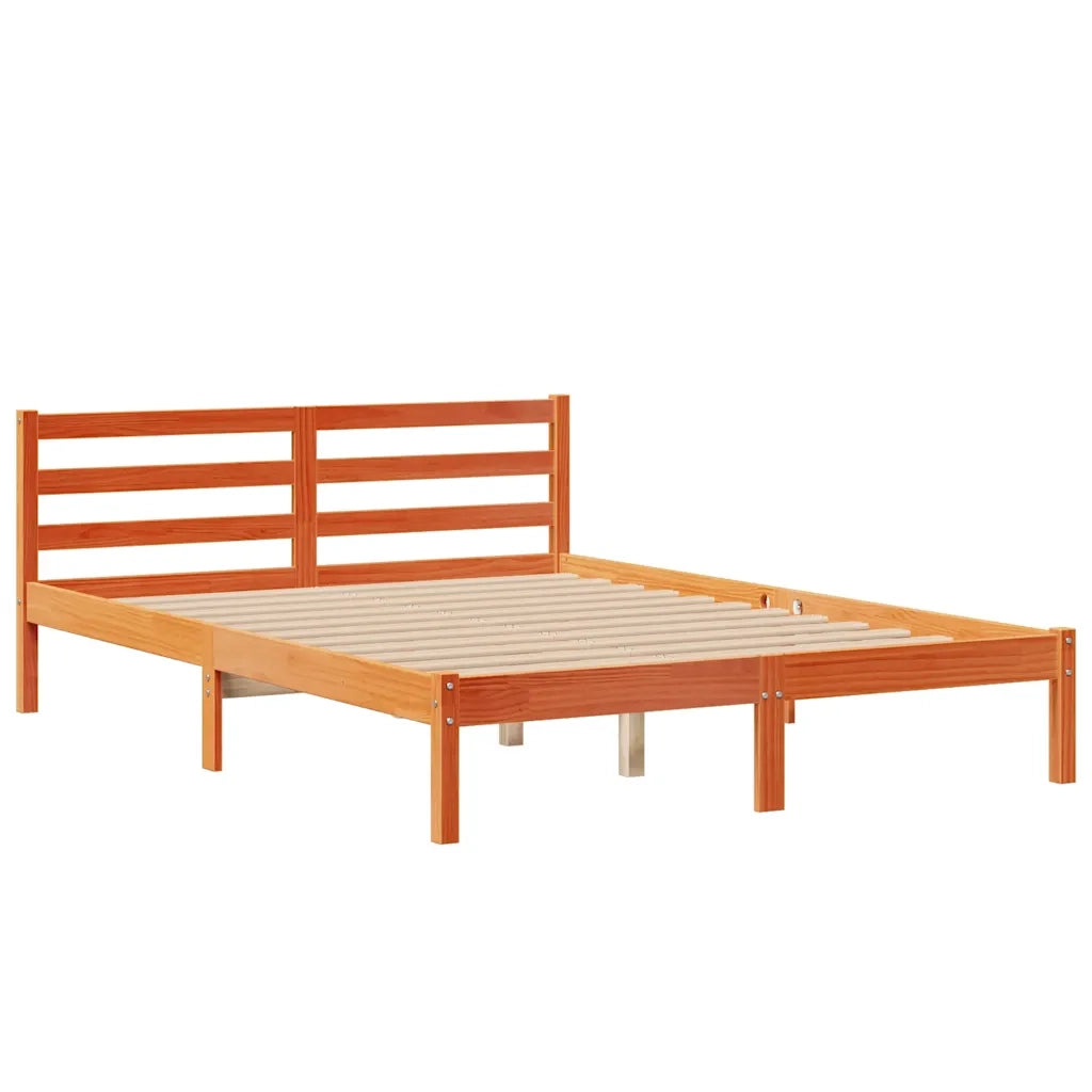 Letto Libreria senza Materasso Marrone Cera 160x200 cm in Pino 3321958