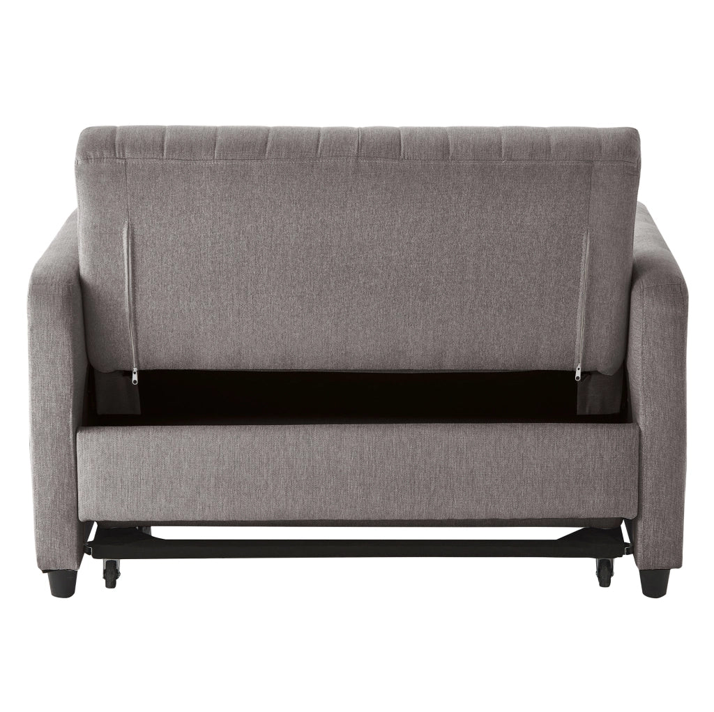 Divano letto a 2 posti grigio con schienale reclinabile a 3 posizioni; letto 166 x 95 cm