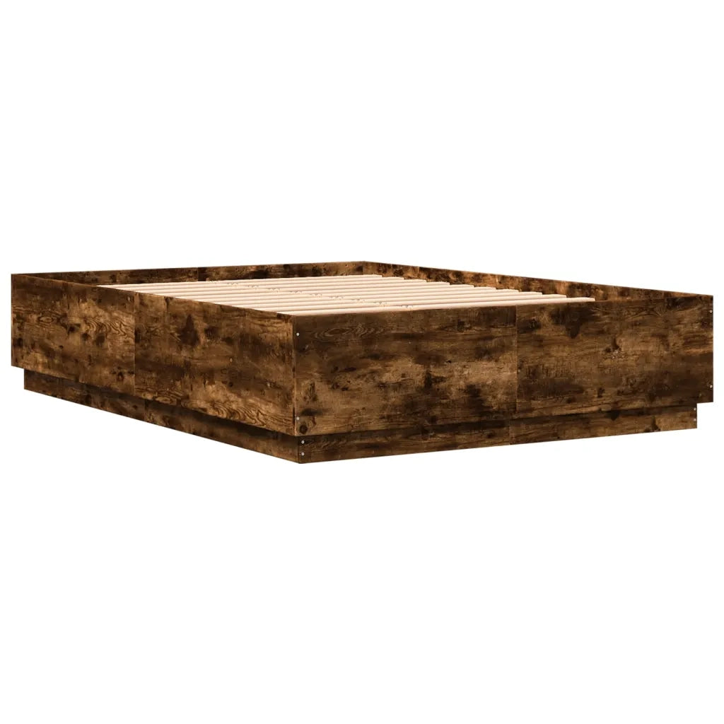 Giroletto con Luci LED Rovere Fumo 140x200 cm Legno Multistrato