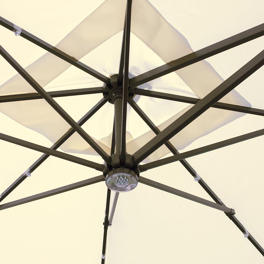 Ombrellone da Giardino Decentrato in Alluminio 3x3m con Manovella e Luci Vorghini Lights Antracite