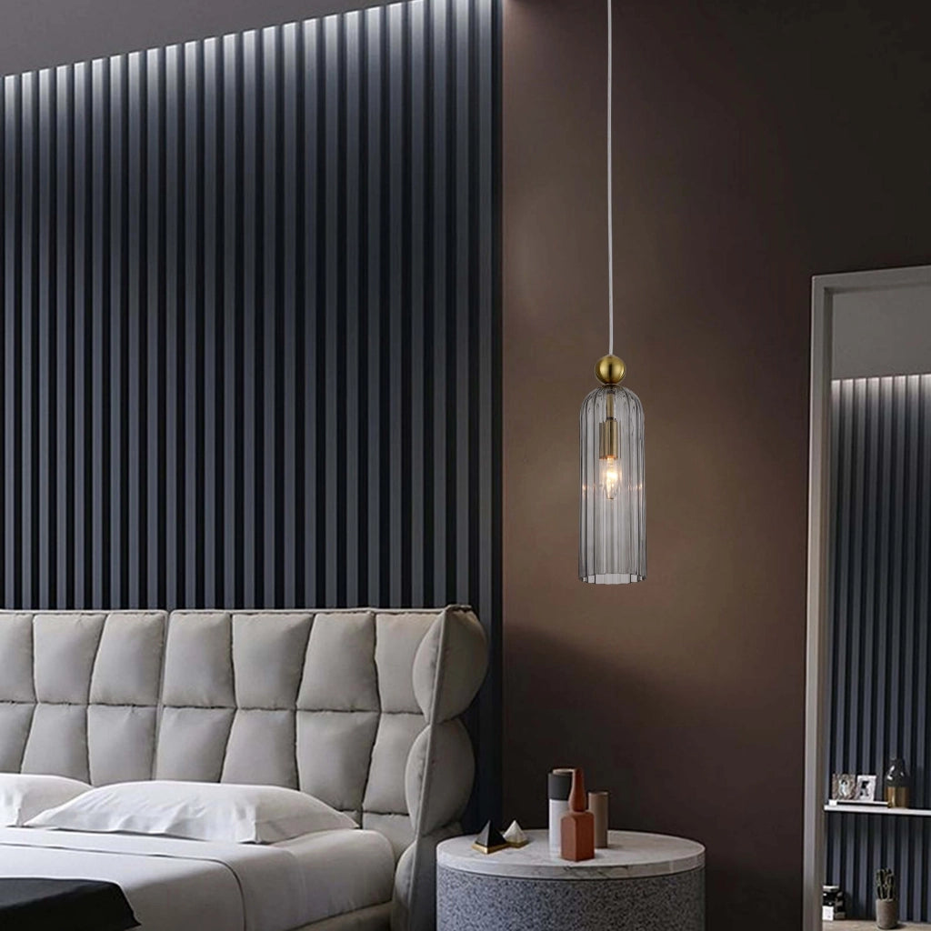 Lampada a sospensione Piega Light Prestige vetro fumé E14