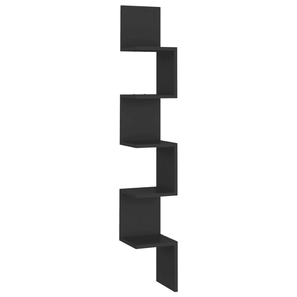 Scaffale Angolare Muro Nero 20x20x127,5cm Truciolato 807278