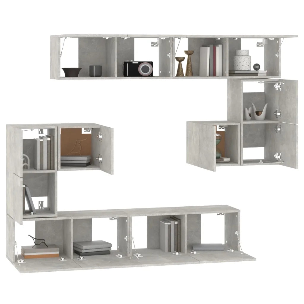 Mobile Porta TV a Parete Grigio Cemento in Legno Multistrato 3114585