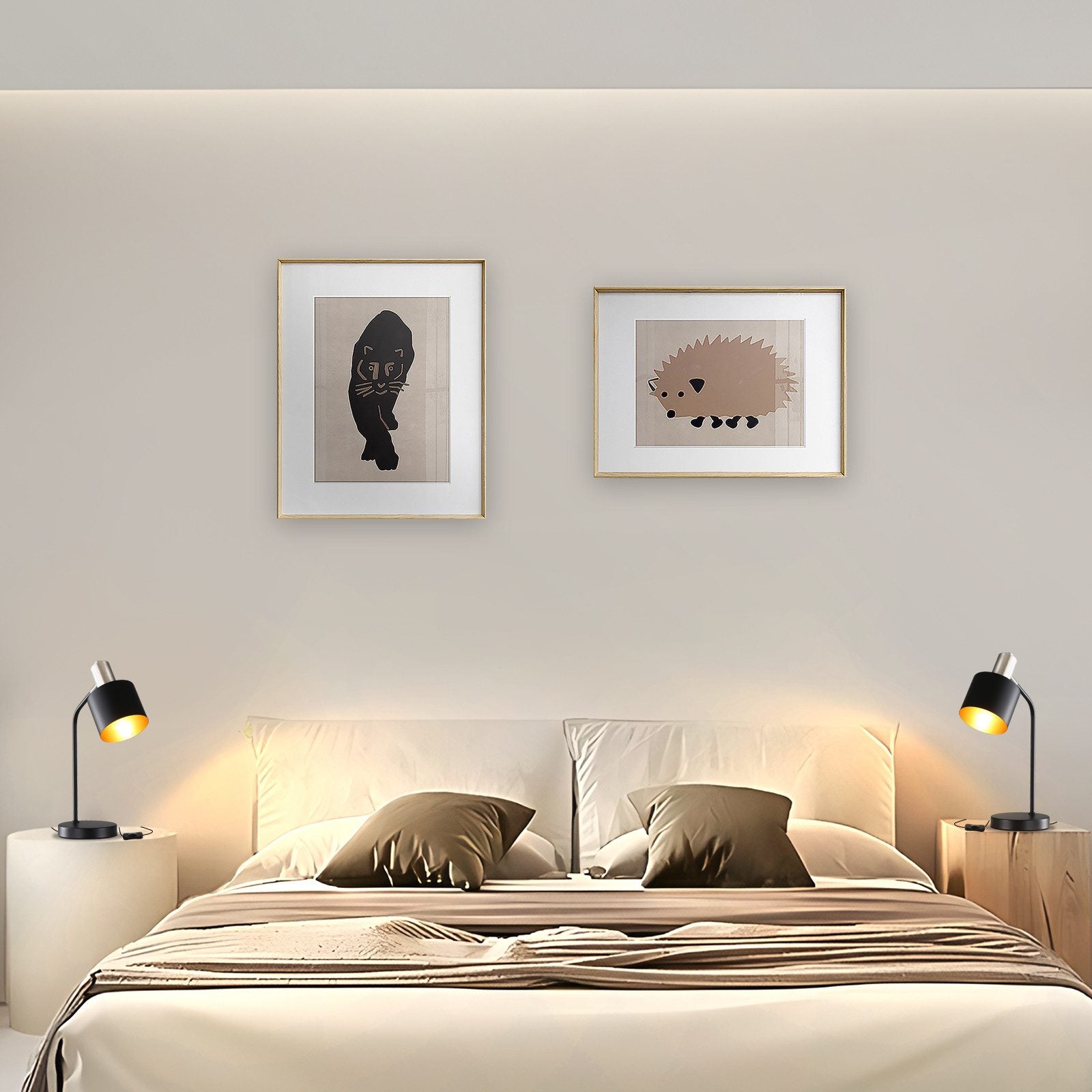 ZMH Lampada da tavolo vintage nera oro E27 cavo lettura per soggiorno comodino