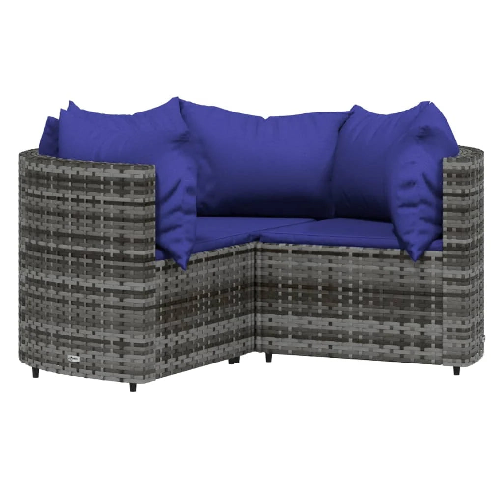 Set di mobili da giardino mobili da esterno set da 4 pezzi con cuscini resina intrecciata grigia 02_0016138