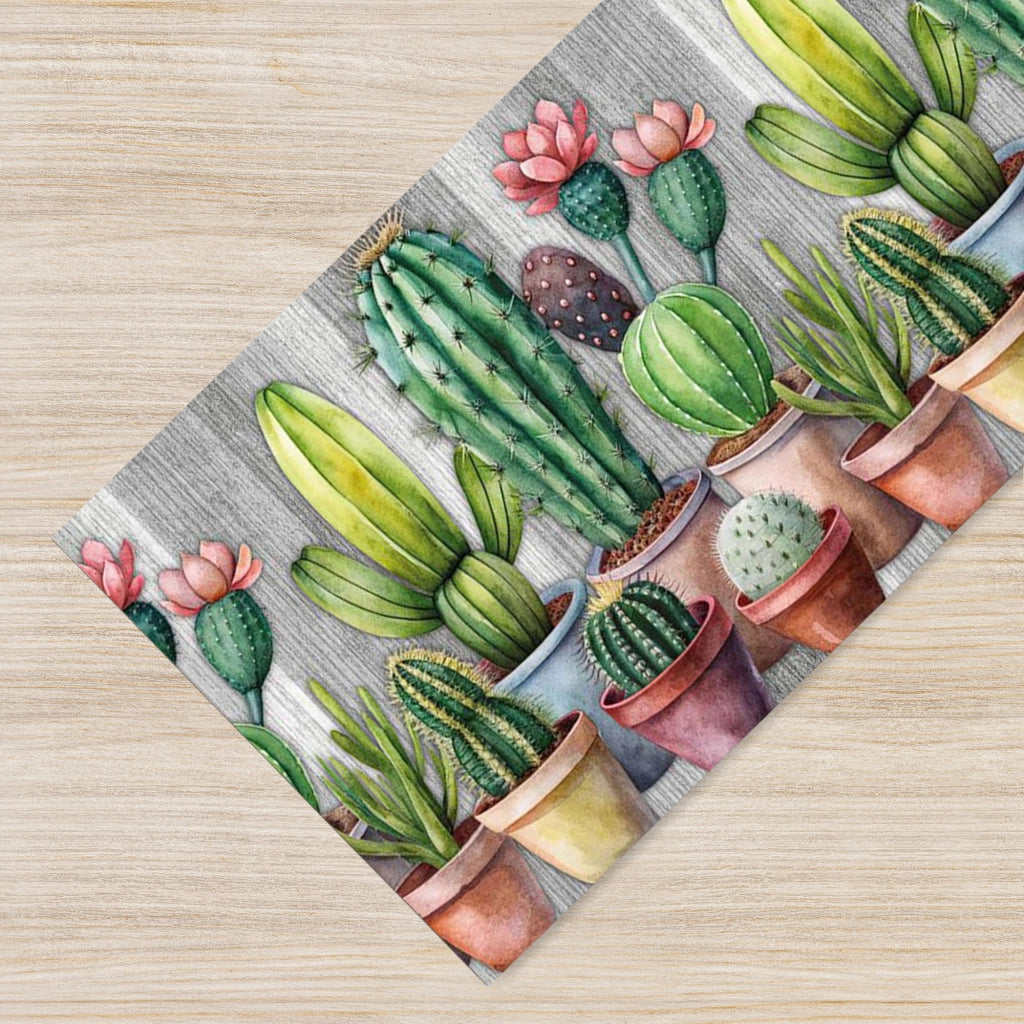 Tappeto passatoia fantasia made in Italy antiscivolo lavabile aderente Dis21 Cactus - 50x150cm