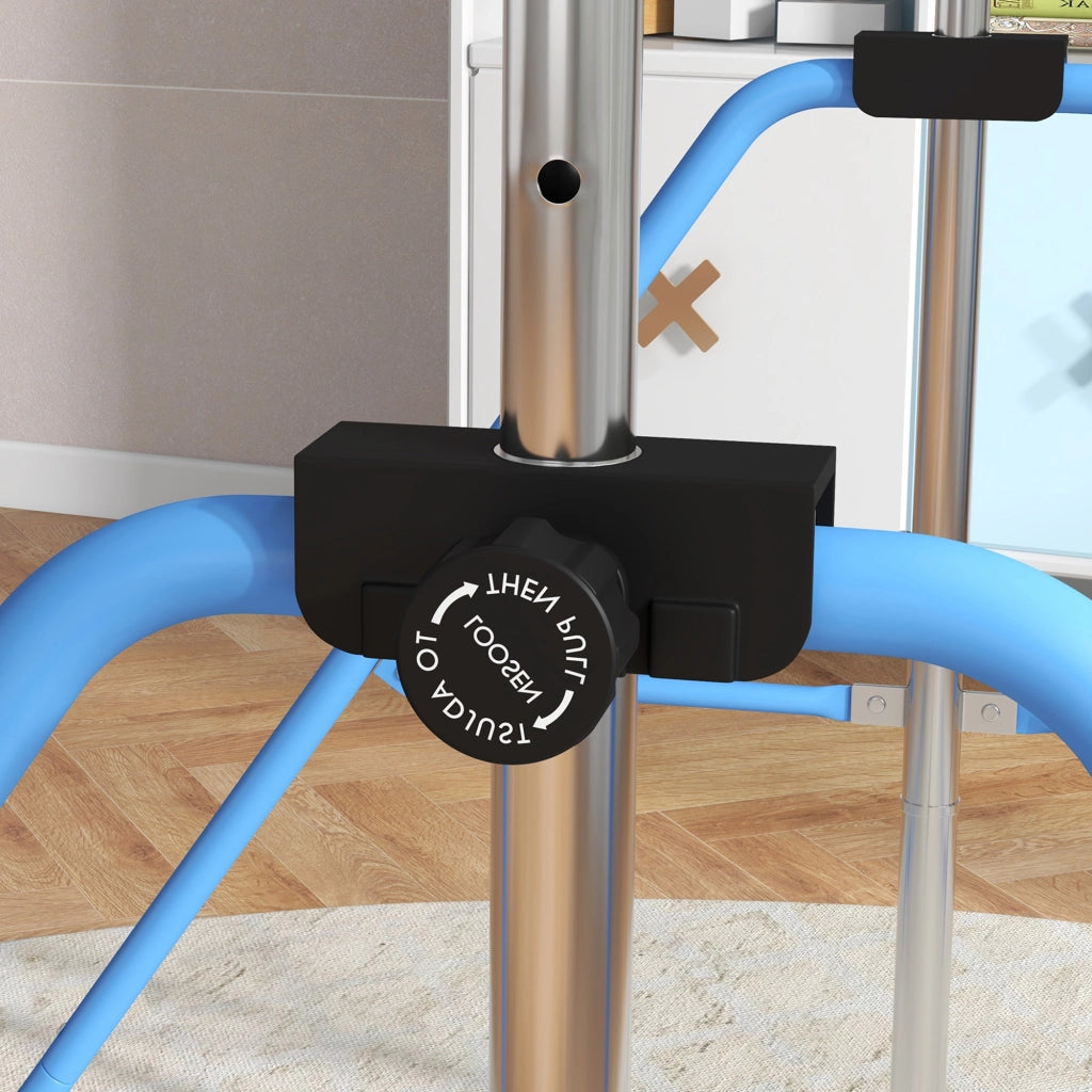 Sbarra per ginnastica bambini regolabile ¨C zephmum ¨C 5 livelli, anelli, blu, plegabile