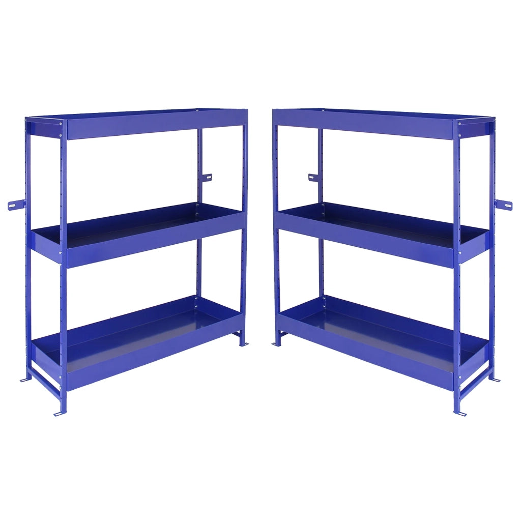 2 Scaffali Lightning in Acciaio Senza Bulloni Blu 6 Ripiani per Officina e Box