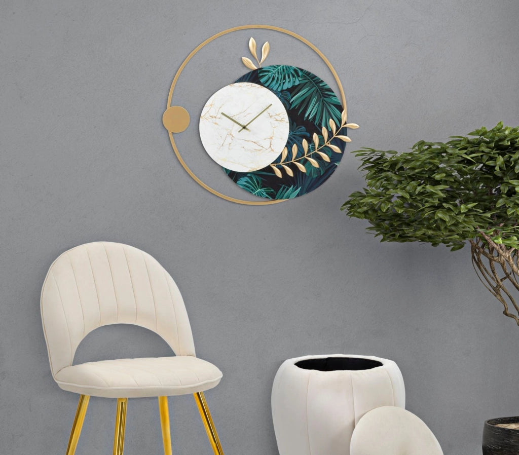 Orologio da Muro Roundy Green 60x4,5x65 cm in Ferro e MDF Multicolor