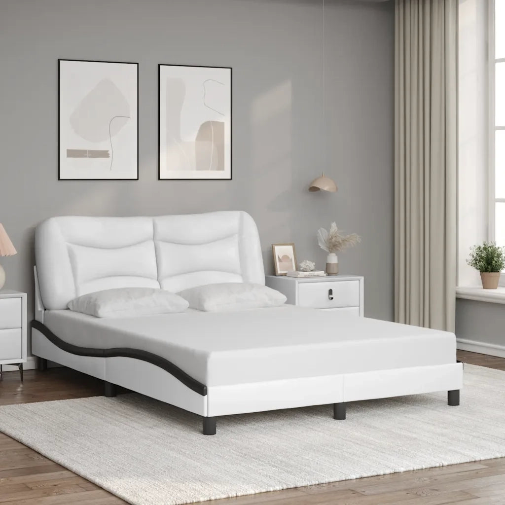 Giroletto con Testiera Nero e Bianco 140x200 cm in Similpellecod mxl 114658