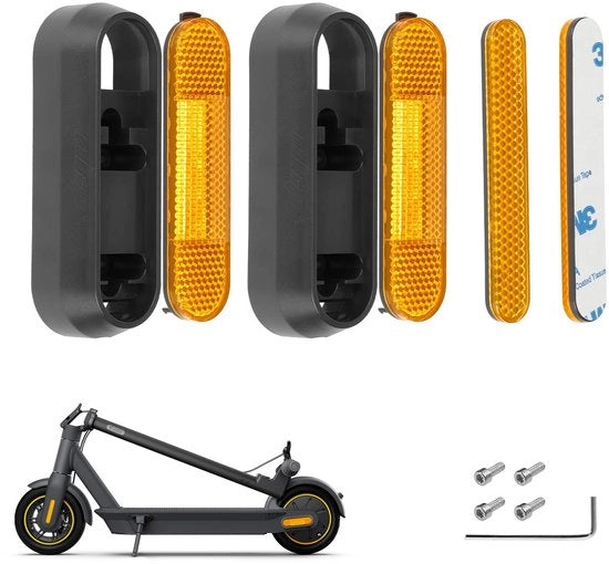 Copertura Ruota Roller con Strisce Riflettenti - Migliorata Visibilità - Giallo - Sicurezza - Adatto per Ninebot Segway Max G30 - Codice del Prodotto: Rollerw..