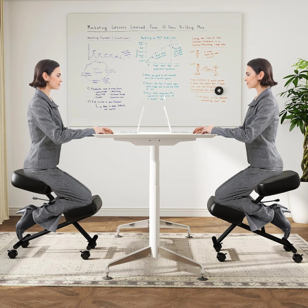 Sedia Ergonomica per Correzione Posturale, 4 Ruote Bloccabili e Supporto per Ginocchia, Sedia da Lavoro con Seduta Regolabile, Carico Fino a 100 kg (Non Schienale)