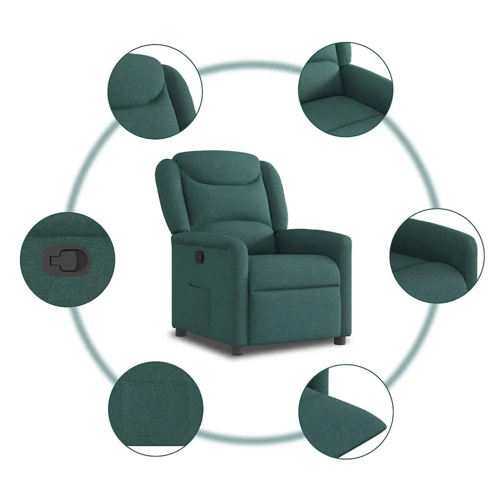 Divano Sedia-Poltrona Reclinabile in Tessuto Verde Scuro 403783