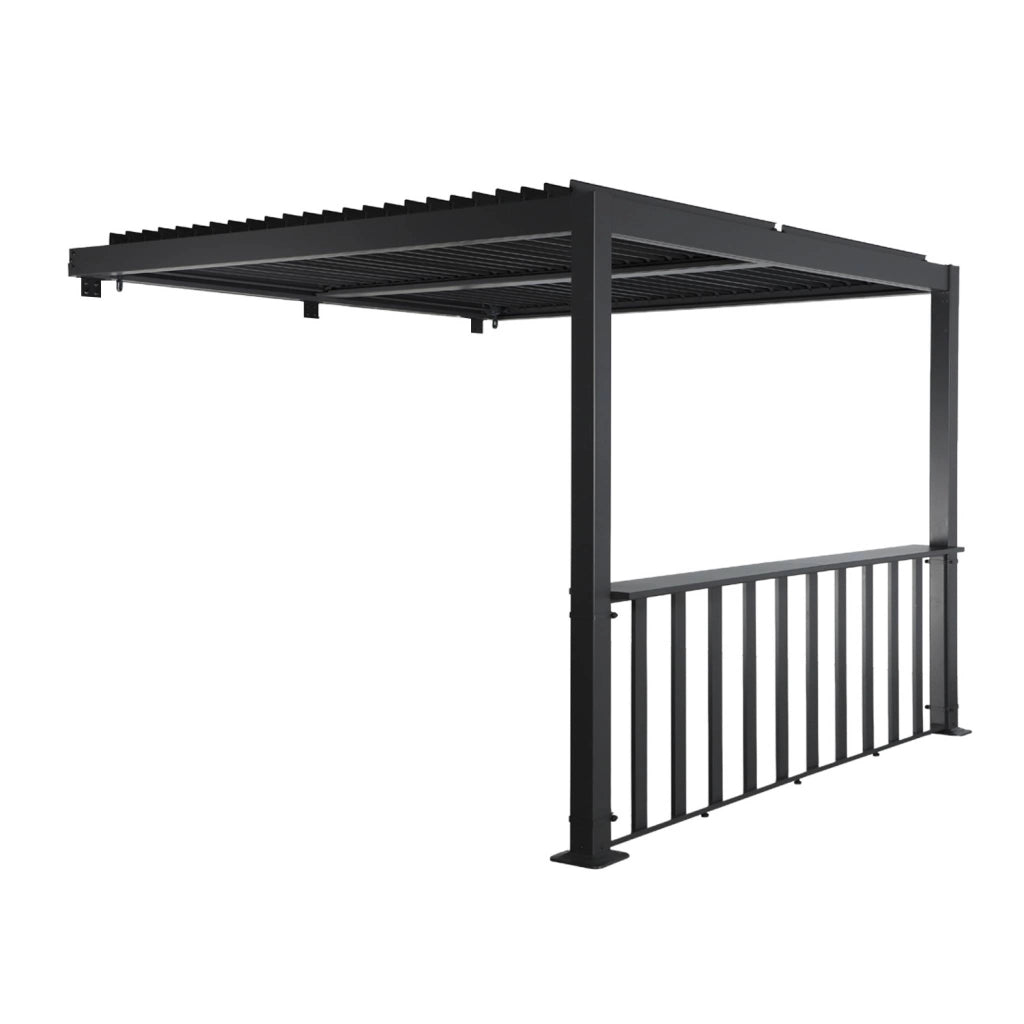 Pergola bioclimatica in alluminio addossata 3x3m + 1 bar 3m ,