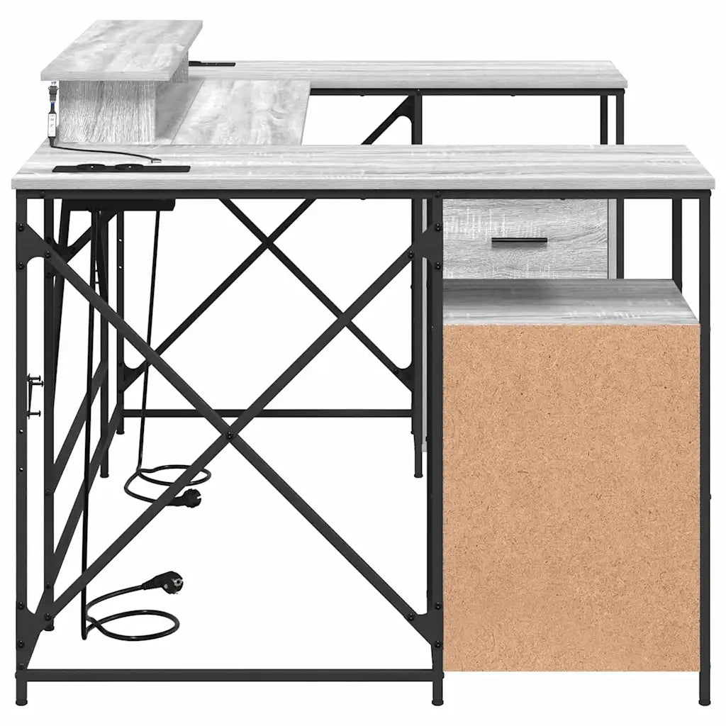 vidaXL Scrivania Grigio sonoma 182 x 101 x 87.5 cm Legno multistrato