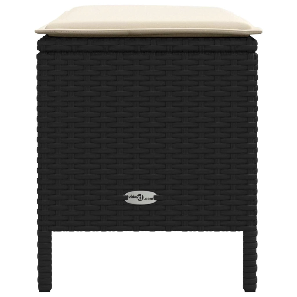 Sedia da giardino-Poggiapiedi da Giardino Nero e Crema 80 x 38 x 45 cm