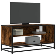 Mobile TV-Credenza per TV-Console TV Rovere Fumo 91x40x46 cm Legno Multistrato e Metallo