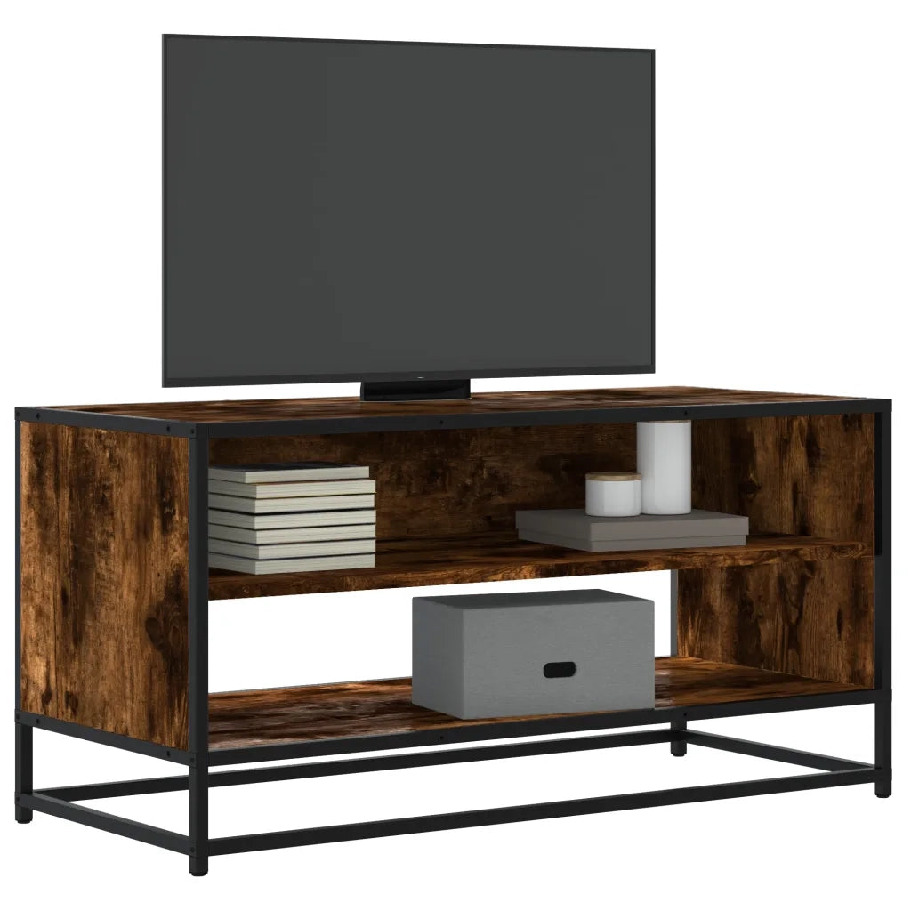 Mobile TV-Credenza per TV-Console TV Rovere Fumo 91x40x46 cm Legno Multistrato e Metallo