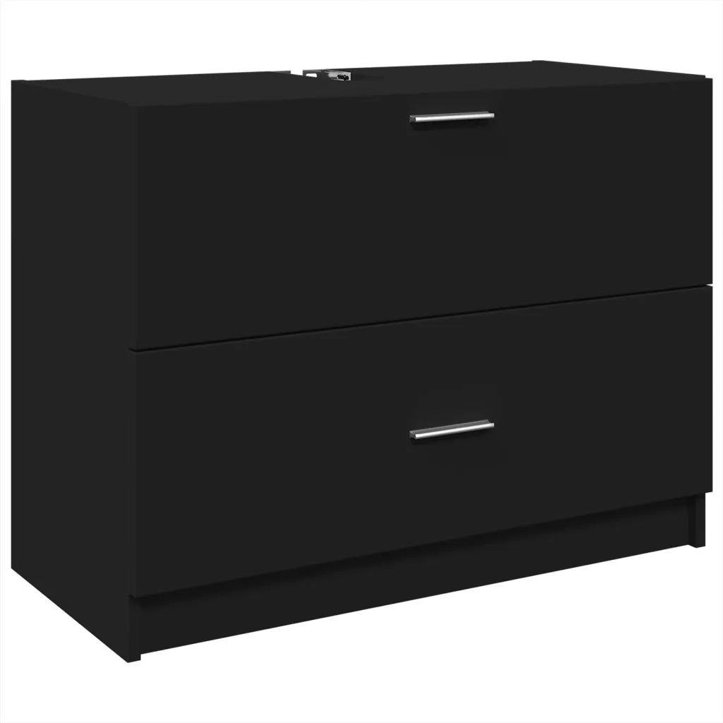 Mobile Lavabo-Armadietto da bagno Nero 78x37x59 cm in Truciolare
