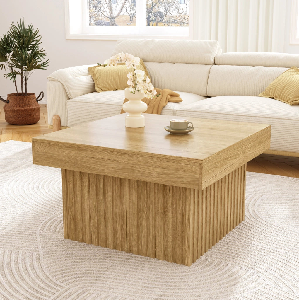 Tavolino da caffè in MDF e truciolare 79x79x46 cm; colore naturale