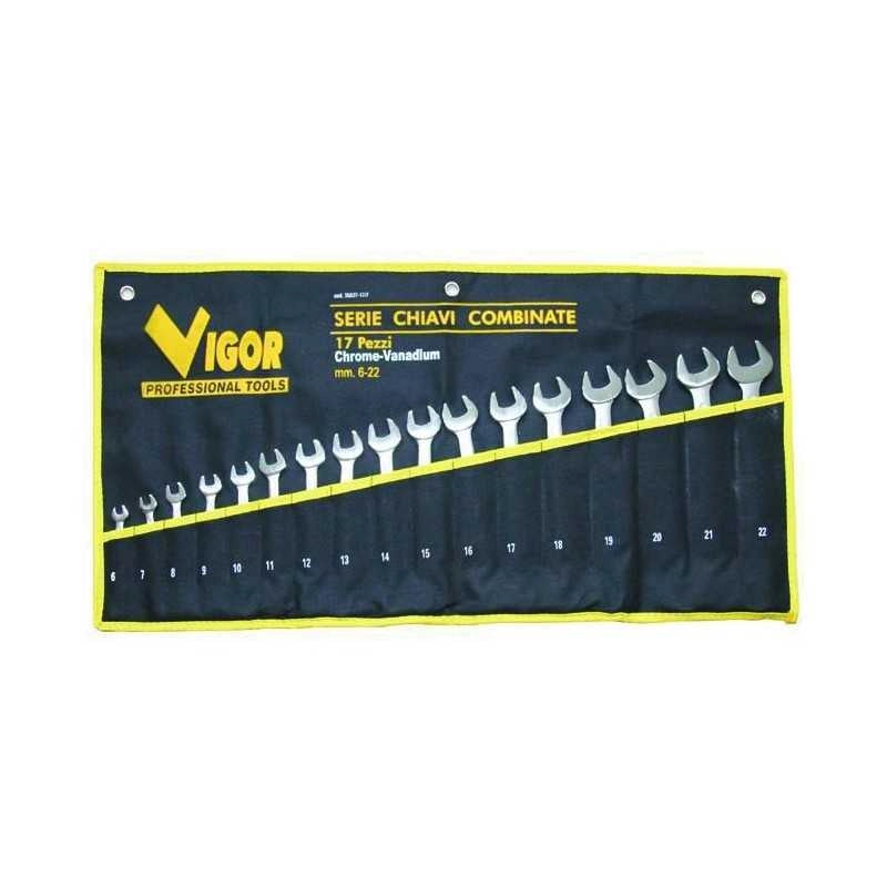Serie Chiave Combinate Vigor Crv-Din3113 Busta Tela Pezzi 17