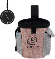 Tas per cani con dispensatore di sacchetti di deiezione, contenitore per sacchetti di deiezione, cinturino, tasca per trattamenti per cani, adatta per allenamento, passeggiate, giochi (rosa)
