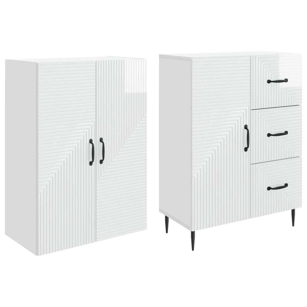 Set di armadi 2 pz Bianco Lucido Legno ingegnerizzato 3416659