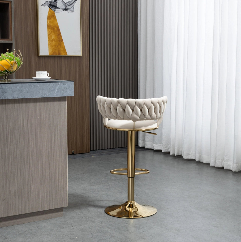 Sgabello da bar girevole 360° con altezza regolabile 54x46x78;5-97 cm; velluto avorio