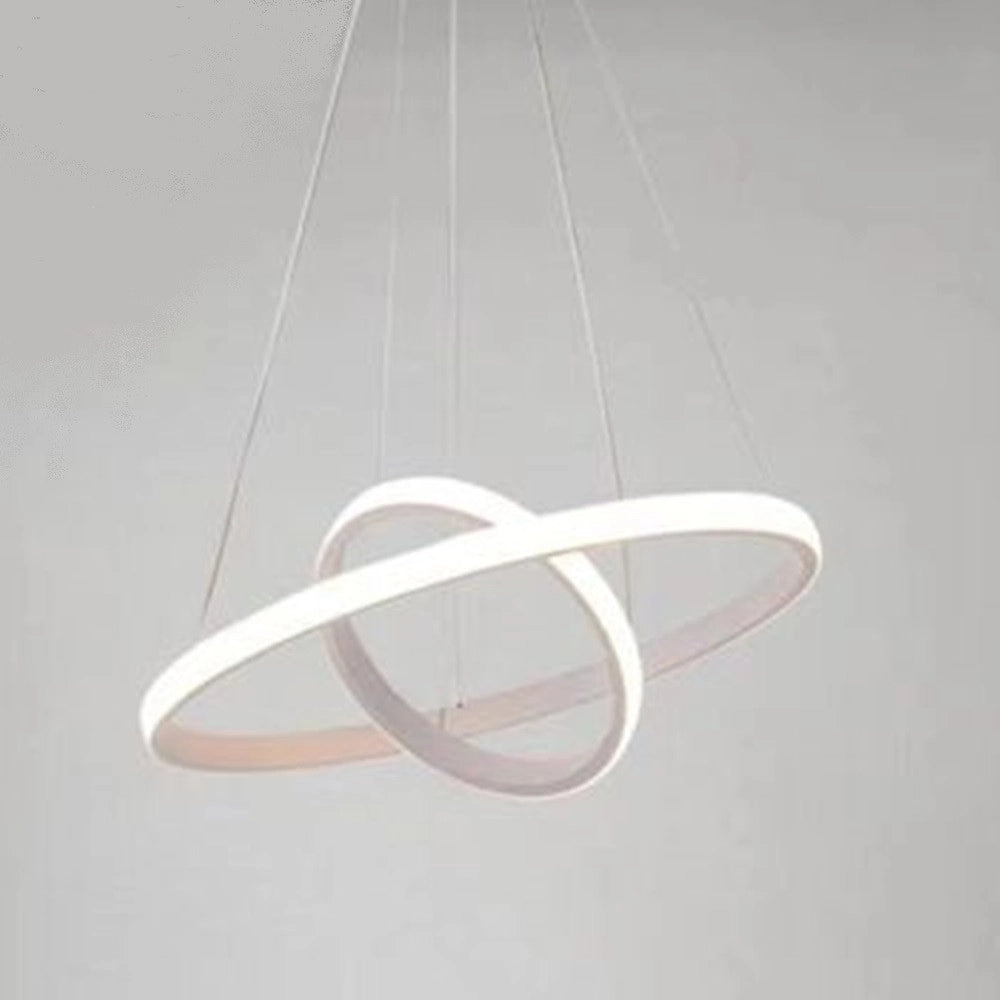 Trade Shop - Lampadario Sospeso Led 60w 2 Cerchi Pendente Rotondo Anelli Bianco Luce 4000k 50248 -
