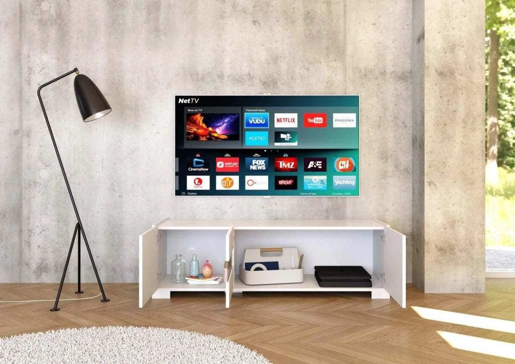 Porta TV 3 ante 130x40x40 cm bianco lucido - RIFLESSO