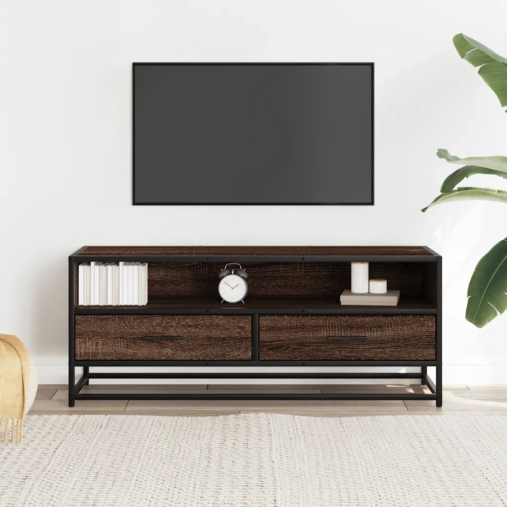 Mobile TV-Credenza per TV-Console TV Rovere Marrone 100x34,5x40 cm Multistrato e Metallo