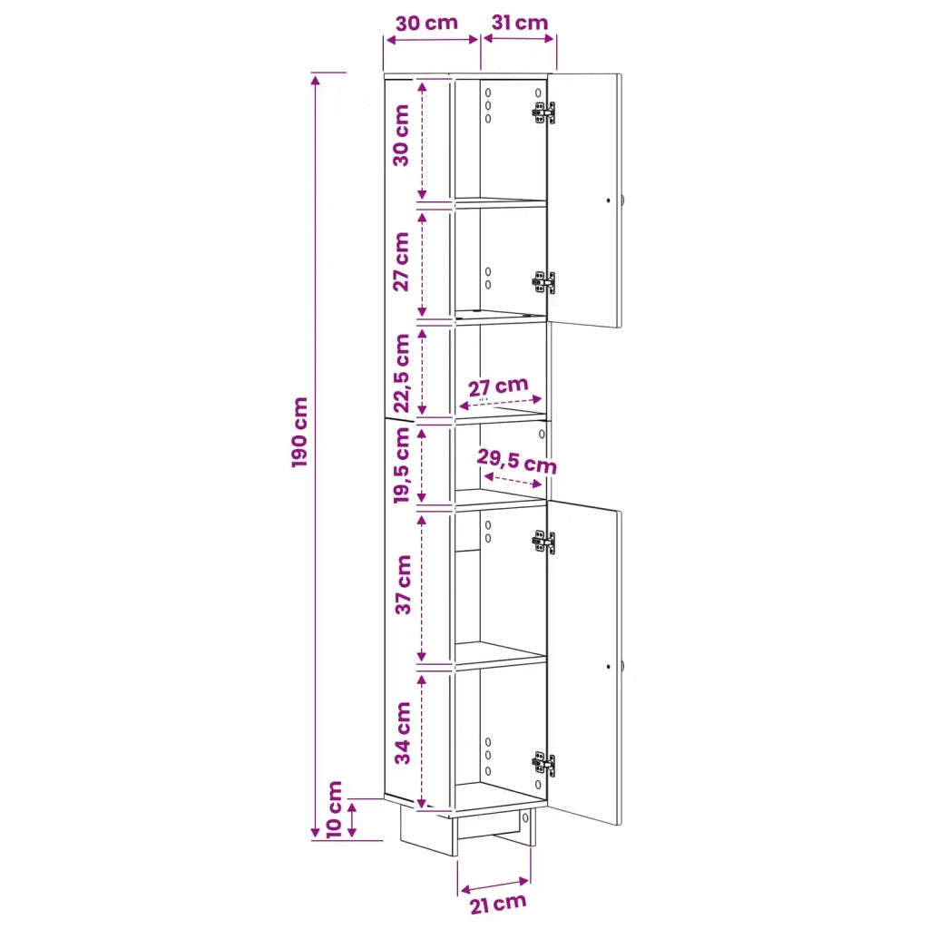 Armadio da Bagno con Ripiano Aperto EDE Sonoma grigio 895941