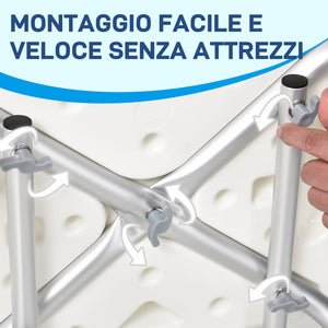 Sedia per Doccia 51,5x51,5x71-84 cm Altezza Regolabile e Piedini Antiscivolo in Alluminio Bianco