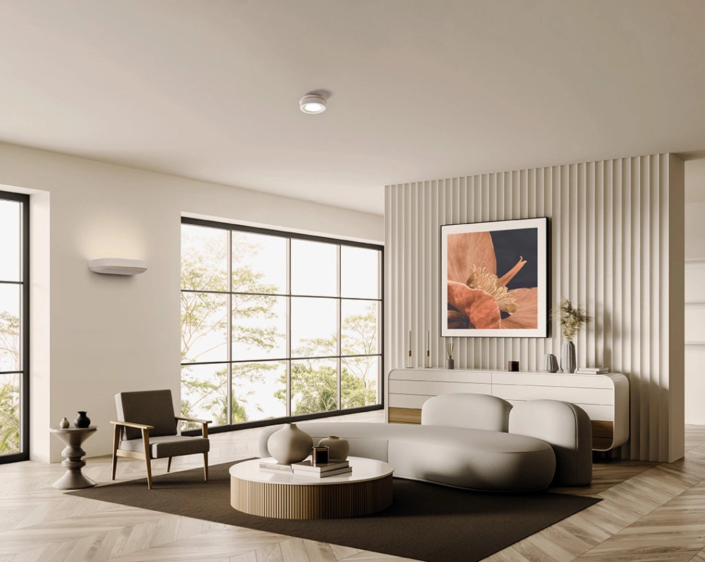 ELLADE Applique a parete 3 luci attacco GX53 in gesso bianco con rifinitura Rame