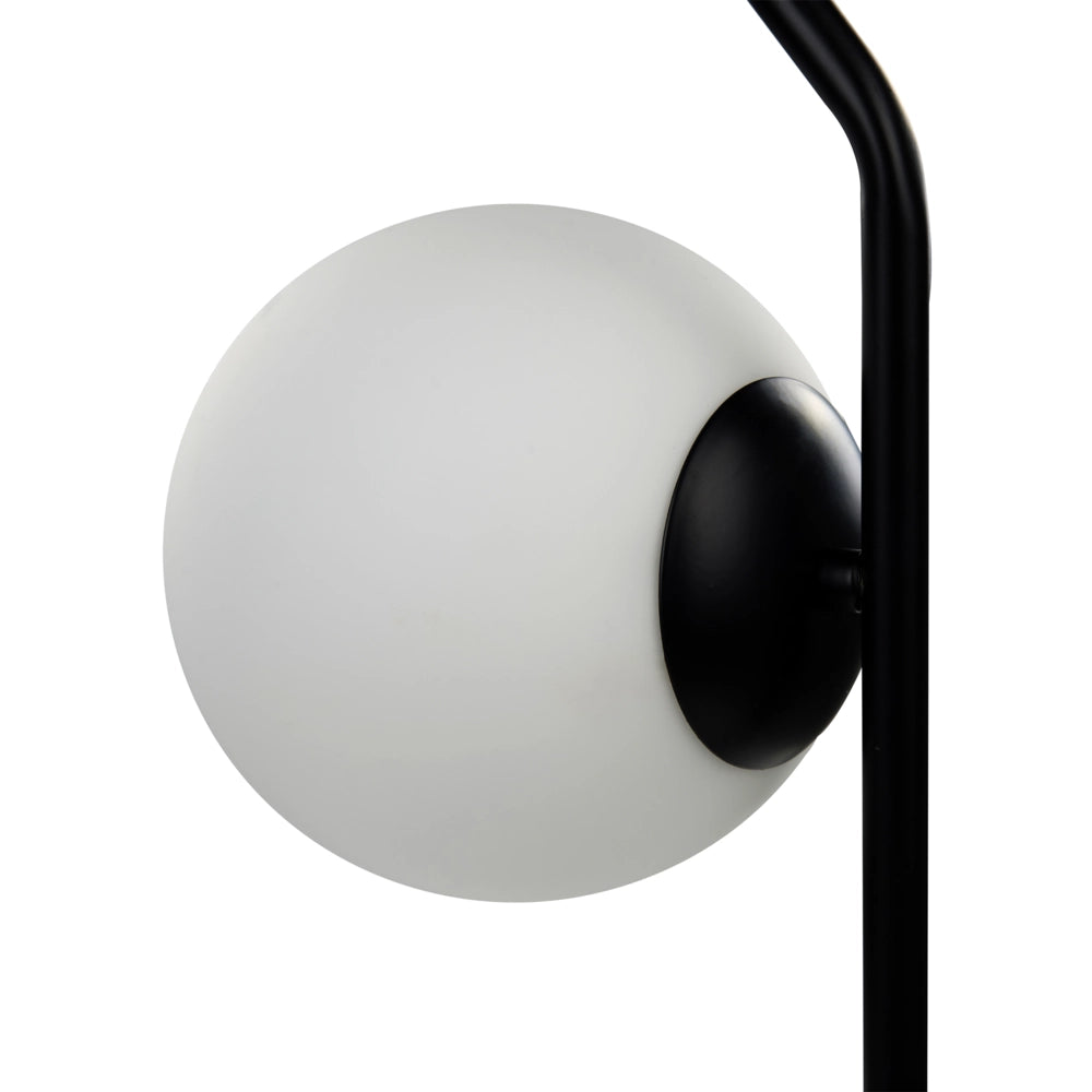 Lampada da tavolo bianca e nera con paralume in vetro Asta in ferro 47 cm Telaio Luce singola Design moderno Accessori per la casa Soggiorno