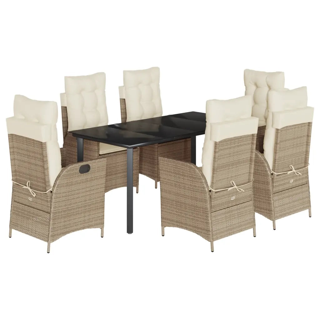 Set da Pranzo da Giardino 7 pz con Cuscini Beige in Polyrattan 3213250